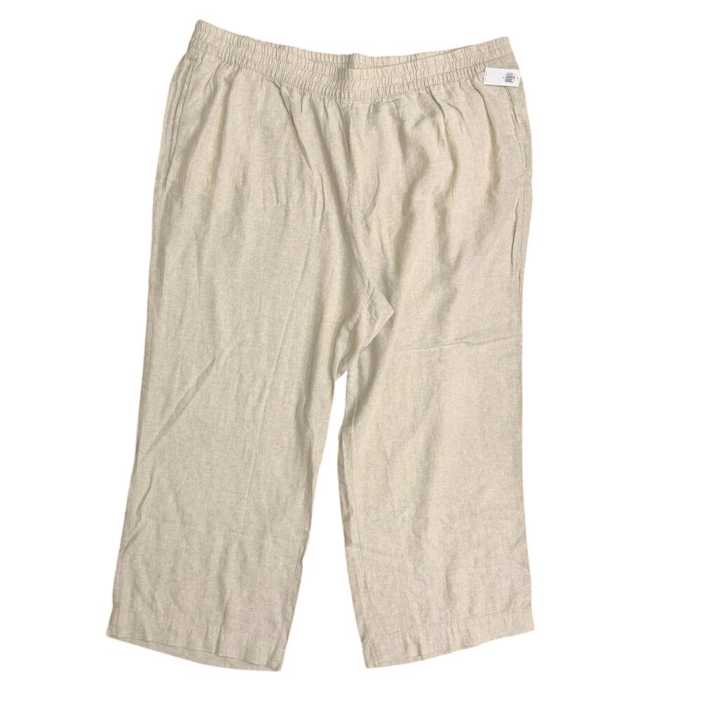NWT Old Navy Womens High Rise Linen Wide-Leg Pants Plus Size 3X Flax Oatmeal 3XL